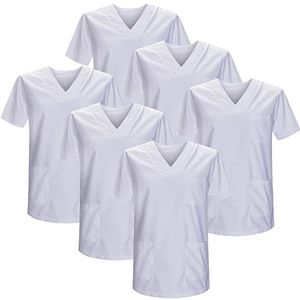 MISEMIYA - Verpakking van 6 stuks – sanitaire casaca voor unisex, medische verpleegkundige,, Wit 21