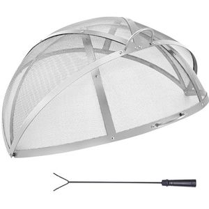 VEVOR Vonkenvanger voor vuurschaal voor buiten, 914 mm, vuurvonkenbeschermingsrooster, roestvrij staal, brandscherm, gemakkelijk te openen, met accessoires voor open haard, terras, achtertuin
