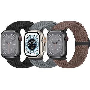 Gevlochten Solo Loop elastische armband compatibel met Apple Watch Band 38 mm, 40 mm, 41 mm, 42 mm, 44 mm, 45 mm, 49 mm, voor dames en heren, geweven elastische nylon armband voor iWatch Series 8, 7,