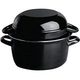 APS mallen pot, serveervorm pot 0,5 kg, zeevruchtenpot, serveervorm pot, zwart geëmailleerde stalen molenpot, inhoud: 0,75 liter, 13,5 x 18,5 cm, hoogte 13 cm