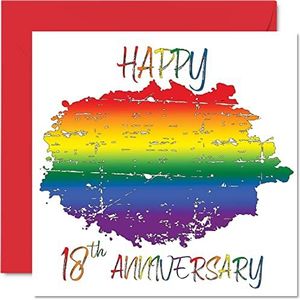 LGBT Wenskaart voor de 18e trouwdag voor echtgenoot en vrouw – Happy Birthday – 145 mm x 145 mm Gay Pride LGBT voor de 18e verjaardag