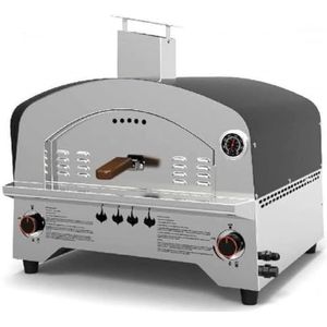 Megashopitalia Speedy500 dubbele brander roestvrijstalen gasoven met vuurvaste steen 500 graden