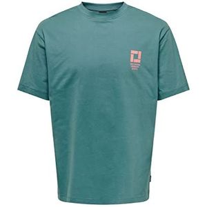 ONLY & SONS Onsfred Rlx Logo Print SS Tee T-shirt voor heren, grijs.