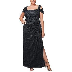 Alex Evenings oversized damesrok jurk met schoudervrij aan de zijkant voor speciale gelegenheden, zwarte pailletten, 46, zwarte pailletten