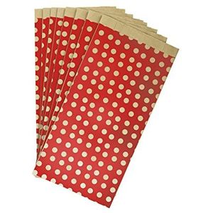 Clairefontaine 394110C – een zakje met 50 zakken van kraftpapier, 15 x 31 + 6 cm, motief: stippen op rode achtergrond – ideaal voor: snoep, boeken, sieraden, cadeauverpakkingen, kraftpapier