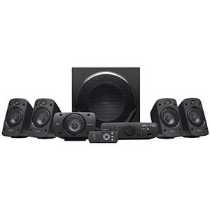 Logitech Z906 luidsprekersysteem met 5.1 surround sound, THX, Dolby & DTS-gecertificeerd, 1000 watt vermogen, meerdere apparaten, meerdere ingangen, afstandsbediening, UK-aansluiting, PC/PS4/Xbox/TV