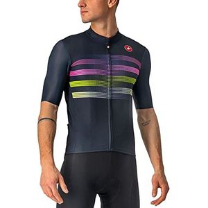 CASTELLI Endurance Pro Jersey T-shirt voor heren, kleur savile blue/pink-electric lime, maat XXXL