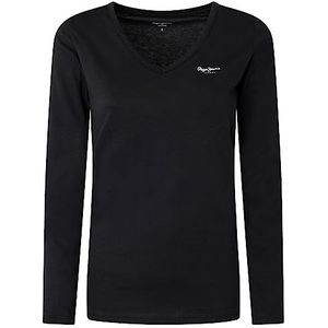 Pepe Jeans Corine L/S T-shirt voor dames, 999black, S, 999, zwart