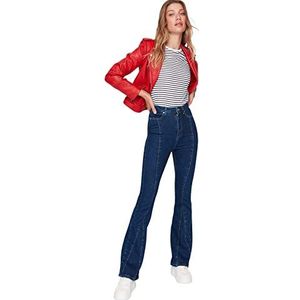 TRENDYOL Trendyol Jeans voor heren, hoge taille, uitlopende jeans, dames, 1 stuk, Navy Blauw