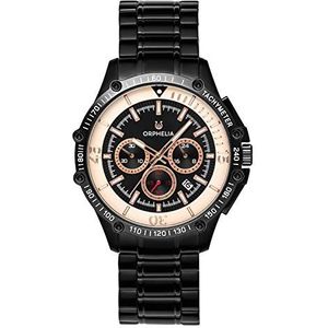 ORPHELIA Herenhorloge, kwarts, chronograaf, Frenetic, met armband van roestvrij staal, Zwart/Beige, armband