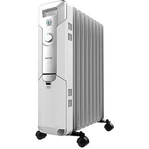 Cecotec ReadyWarm 9000 Ruimte Olie Radiator. 9 elementen, 2000 W en 3 vermogensniveaus, kabelverzamelaar, 20 m², twee veiligheidssystemen, EasyGo-systeem.