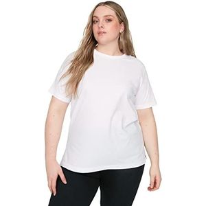 Trendyol T-shirt en tricot à col rond pour femme, blanc, 3XL