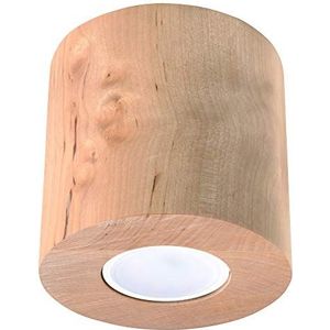 Sollux Lighting Lighting SL.0492 Orbis Downlight Plafondlamp, modern design, rustieke stijl, cilindrische vorm, 1 vervangbare GU10-lamp, natuurlijk hout, 10 x 10 x 10 cm