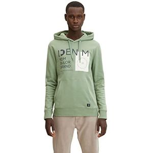 TOM TAILOR Denim heren hoodie met print, 29768, koud groen