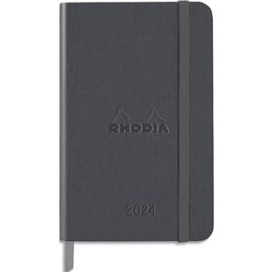 RHODIA 194135C Webplanner 2024, titanium weekplanner, A6, 10 x 15 cm, verticaal agendaster, 160 pagina's, 90 g/m², hardcover, Rhodiatime-collectie