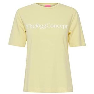 THEJOGGCONCEPT JCSIMONA Logo T-shirt - Dames T-Shirt Korte Mouw Shirt met Print, 120711/Lemon Meringue