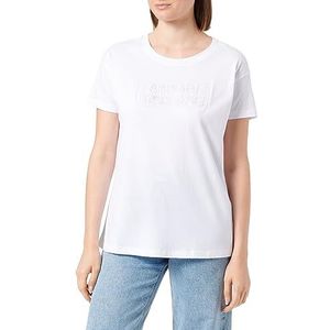 Armani Exchange T-shirt pour femme avec logo gravé et coupe Boyfriend, Blanc., L