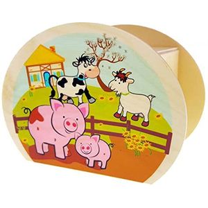 Hess houten speelgoed 20016 - spaarpot voor kinderen van hout met boerderijmotief en rubberen slot, handgemaakt, voor verjaardagscadeaus, ca. 11,5 x 8,5 x 6,5 cm