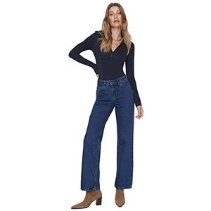 Trendyol Basic jeans met brede pijpen uit de jaren 90 voor dames (1 stuk), Blauw