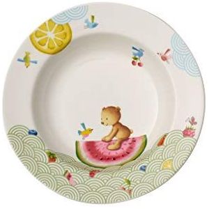 Villeroy & Boch Hungry as a Bear diep bord voor kinderen, 19,5 cm, premium porselein, wit/veelkleurig