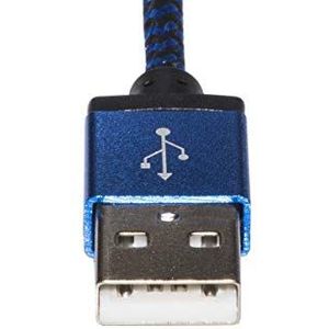 LINK Micro-USB-kabel MT 1 gevlochten mantel, blauw/zwart