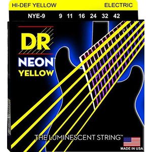 DR String NYE-9 Neon Yellow snaren voor elektrische gitaar, geel