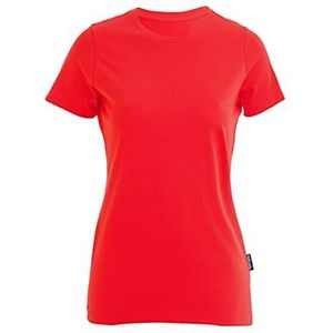 HRM Luxe dames ronde hals T-shirt maat I hoogwaardig T-shirt voor dames ronde hals van 100% biologisch katoen basic T-shirt voor dames wasbaar tot 60 °C Hoogwaardig en duurzaam top, rood (03), S, rood (rood 03)