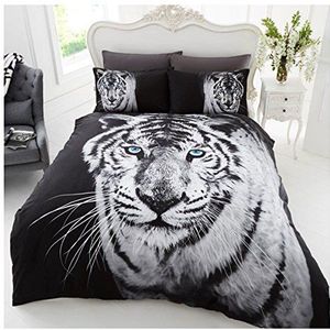 GC GAVENO CAVAILIA Beddengoedset met 3D-diermotief, zacht, comfortabel, ademend, wit tijger, super kingsize bed