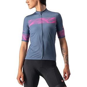 castelli Phénix Jersey Dames T-Shirt, Light Steel Blue/Pink, Neon Blue, Maat XS