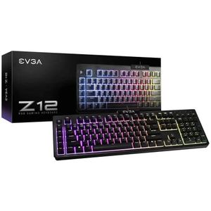 EVGA Z12 RGB Gaming Keyboard, RGB Backlit LED, 5 programmeerbare Macro Keys, Dedicated Media Keys, Waterbestendig, US Layout 834-W0-12US-KR