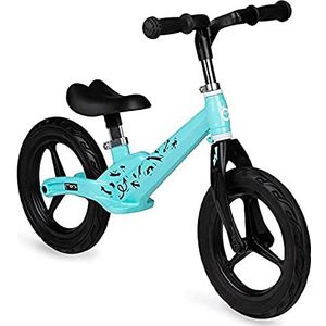 MOMI Ulti Balance-fiets voor kinderen, 2-6 jaar, lekvrije rubberen wielen, lichte magnesiumlegering, hoogte van het zadel en het stuur verstelbaar 3 kg, turquoise