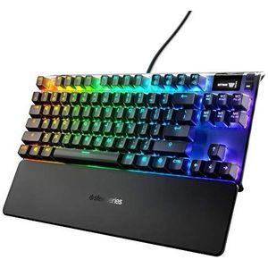 SteelSeries Apex 7 TKL Compact mechanisch gamingtoetsenbord, OLED Smart display, USB-passthrough en multimedia-bediening, aanraakgevoelig en stil, RGB-achtergrondverlichting (bruine schakelaar)