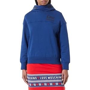 Love Moschino Dames lange mouwen hoodie met Love On Hood's band en Gothic Logo Print Blauw 40, Blauw