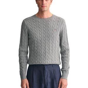 GANT Katoenen koord - C-hals sweater heren, grijs.