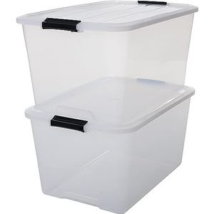 IRIS Topbox Opbergbox - 45L - Kunststof - Transparant - Set van 2