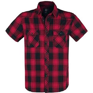 Brandit Check T-shirt met korte mouwen voor heren, Rood/Zwart