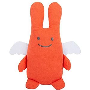 TROUSSELIER - Pluche - knuffeldier engel haas met rammelaar - hoogte 20 cm - stof van biologisch katoen - modern chic cadeau voor de geboorte - ideaal machinewasbaar - kleur oranje