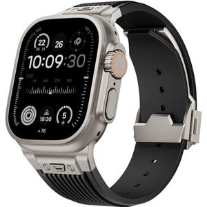 SEURE Armband ontworpen voor Apple Watch Ultra 2/Ultra 49 mm, serie 9/8/7 45 mm, serie SE2/6/SE/5/4 44 mm, serie 3/2/1 42 mm, zachte sportieve siliconen, robuuste reservearmband met stekker, Siliconen