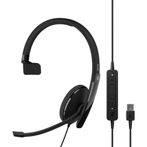 EPOS | Sennheiser Adapt 130T USB II (1000899) - enkelzijdig bekabelde headset met USB-connectiviteit, MS Teams gecertificeerd en UC geoptimaliseerd, uitstekend geluid - verbeterd comfort - oproepbediening - zwart