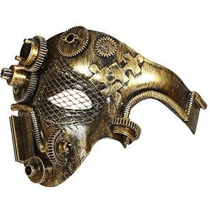Widmann 09647 - Steampunk halfmasker, koperkleurig, gemaskerd, themafeest, carnaval