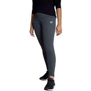 Ulla Popken Dameslegging grote maat leggings kunstbont voering extra warm hoge taille 798699, Antraciet gemengd