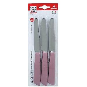 Set van 6 tafelmessen 11 cm antiek roze