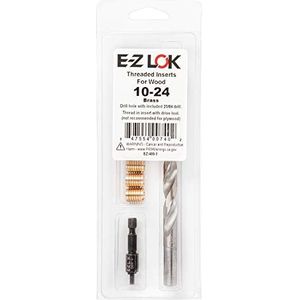 E-Z LOK 400-3 draadinserts voor hout, installatieset, messing, incl. 10-24 schroefdraadinserts (6), boormachine, installatiegereedschap