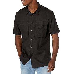 Emporio Armani Superfine Linen Blend T-shirt voor heren, korte mouw, zwart, maat S, zwart.