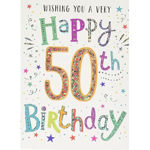 Verjaardagskaart voor 50e verjaardag, modern, Milestone Age – 20,3 x 15,2 cm – plank Publishing