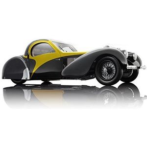 Bauer Exclusive Bugatti type 57SC Atalante 1937 miniatuurauto 1:12 in gelimiteerde oplage, met deuren en kap om te openen, gebruiksklaar model, zwart/geel (7828-Z75Y)