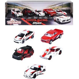 Majorette - Toyota Racing speelgoedauto's (5 auto's cadeauset) - miniatuurauto's van metaal met vrijloop en ophanging, elk 7,5 cm, autospeelgoed voor kinderen vanaf 3 jaar