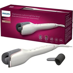 Philips Automatische krultang 8000-serie, krultang met MoistureProtect-technologie, 27 verschillende stylingopties, wit, model BHB878/00