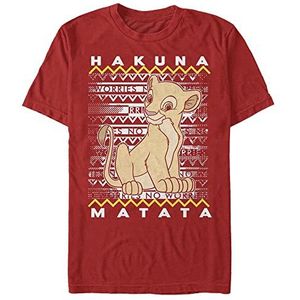 Disney The Lion King Hakuna Nala Organic T-shirt, korte mouwen, uniseks, rood, L, ROT