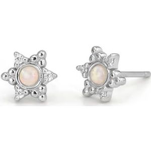 UNIQA Jewels® Oorbellen van 925 sterling zilver, 18 karaat vergulde oorbellen voor dames en meisjes, nikkelvrij, Rhodium geel goud, Opaal